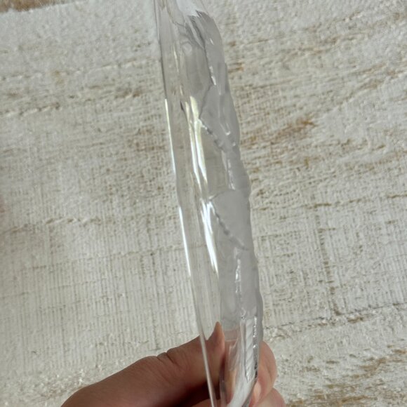 Vintage Clear Glass Heart Shaped Trinket Dish with Embossed Flower Design - Picture 5 of 9